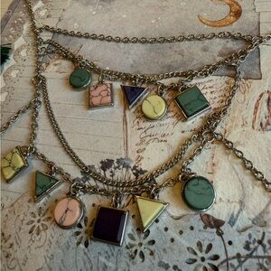 Multi-Color Charm Stone Layered Necklace - Unbranded